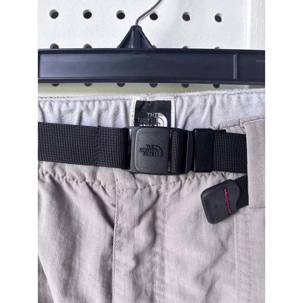The North Face Men's Lg Beige Nylon Belted Elastic Waist Hiking Pants Zip Ankles